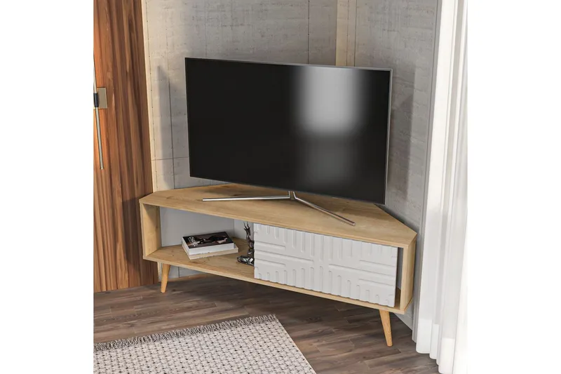 Abbas TV-bænk 140 cm - Eg/Hvid - Møbler - TV borde & mediemøbler - TV-borde