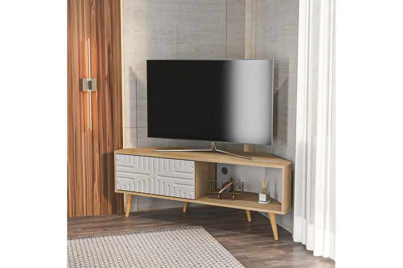 Abbas TV-bænk 140 cm - Eg/Hvid - Møbler - TV borde & mediemøbler - TV-borde