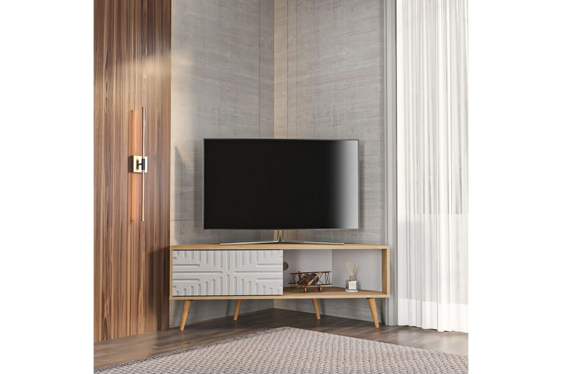 Abbas TV-bænk 140 cm - Eg/Hvid - Møbler - TV borde & mediemøbler - TV-borde