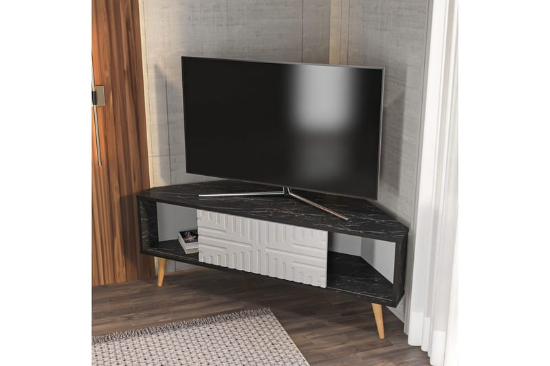 Abbas TV-bænk 140 cm - Sort/Hvid - Møbler - TV borde & mediemøbler - TV-borde