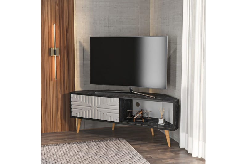 Abbas TV-bænk 140 cm - Sort/Hvid - Møbler - TV borde & mediemøbler - TV-borde