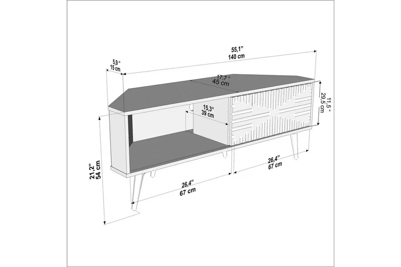 Abbas TV-bænk 140 cm - Sort/Hvid - Møbler - TV borde & mediemøbler - TV-borde