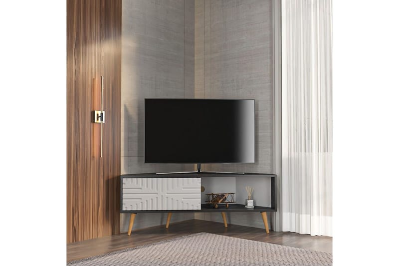 Abbas TV-bænk 140 cm - Sort/Hvid - Møbler - TV borde & mediemøbler - TV-borde