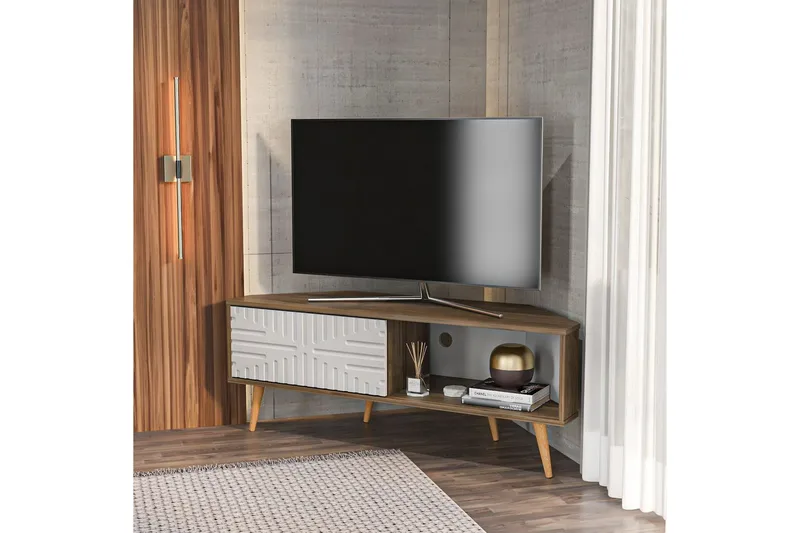 Abbas TV-bænk 140 cm - Valnød/Hvid - Møbler - TV borde & mediemøbler - TV-borde