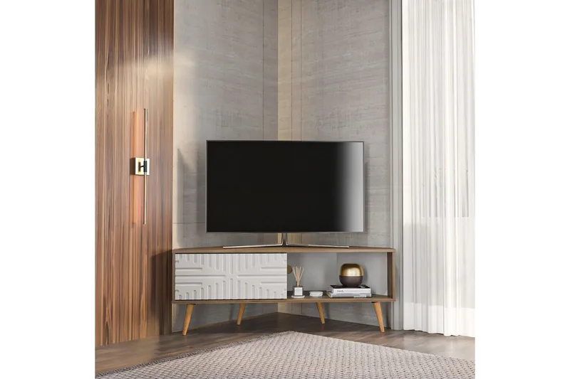 Abbas TV-bænk 140 cm - Valnød/Hvid - Møbler - TV borde & mediemøbler - TV-borde