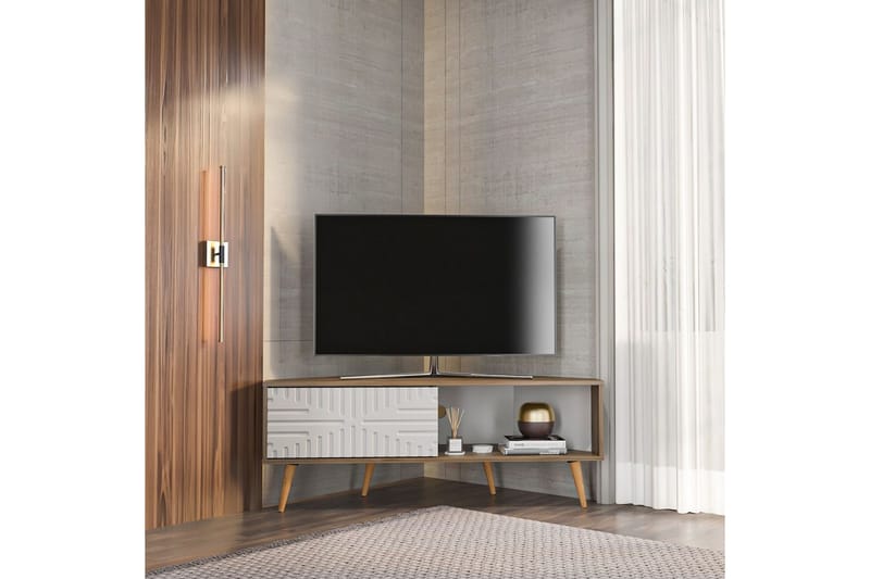 Abbas TV-bænk 140 cm - Valnød/Hvid - Møbler - TV borde & mediemøbler - TV-borde
