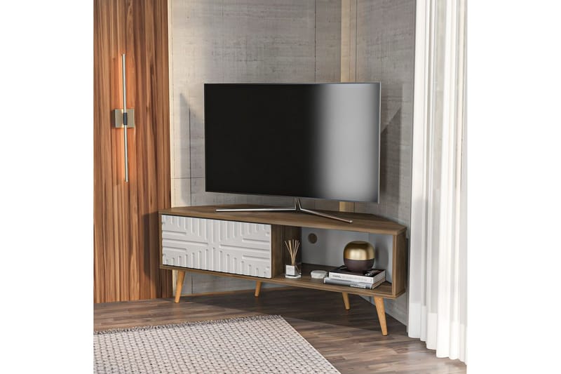 Abbas TV-bænk 140 cm - Valnød/Hvid - Møbler - TV borde & mediemøbler - TV-borde