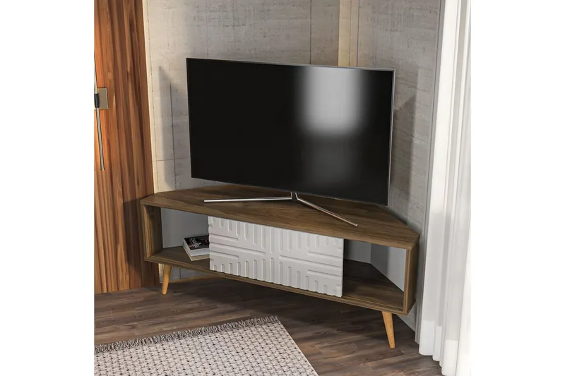 Abbas TV-bænk 140 cm - Valnød/Hvid - Møbler - TV borde & mediemøbler - TV-borde