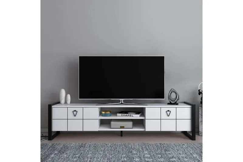 Abbas TV-bænk 184 cm - Hvid/Sort - Møbler - TV borde & mediemøbler - TV-borde