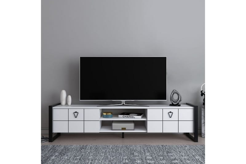Abbas TV-bænk 184 cm - Hvid/Sort - Møbler - TV borde & mediemøbler - TV-borde