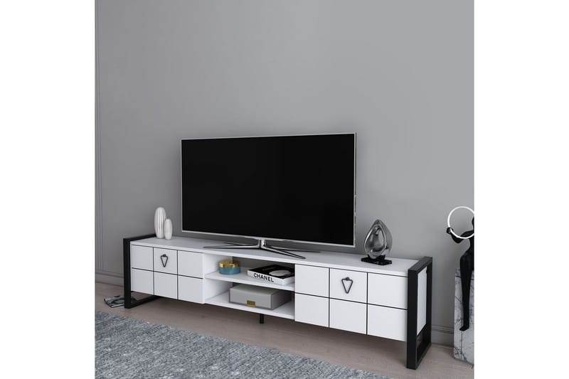 Abbas TV-bænk 184 cm - Hvid/Sort - Møbler - TV borde & mediemøbler - TV-borde