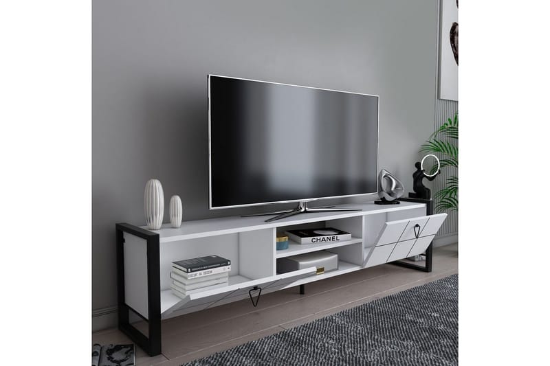 Abbas TV-bænk 184 cm - Hvid/Sort - Møbler - TV borde & mediemøbler - TV-borde