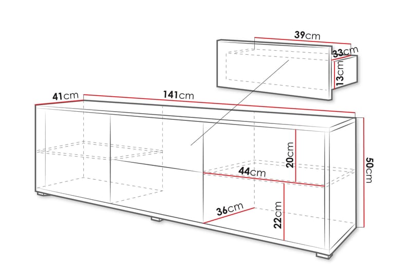 Agawal Fritstående Tv-bord 141 cm med Opbevaring i Malet Træ - Beige - Møbler - TV borde & mediemøbler - TV-borde