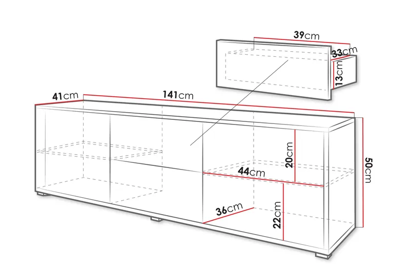 Agawal TV-bænk 141 cm - Beige - Møbler - TV borde & mediemøbler - TV-borde