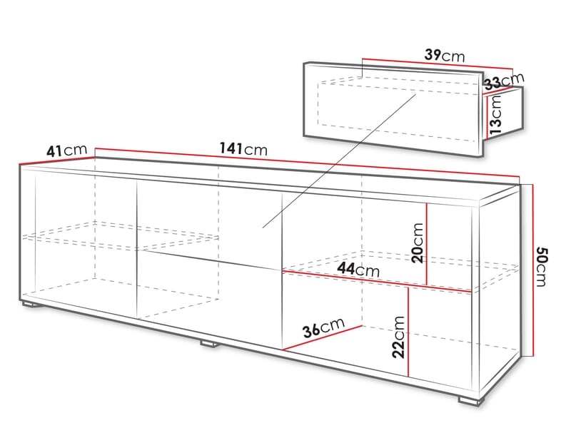 Agawal TV-bænk 141 cm - Brun - Møbler - TV borde & mediemøbler - TV-borde