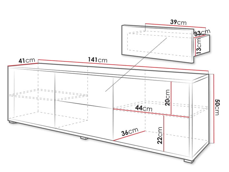 Agawal TV-bænk 141 cm - Brun - Møbler - TV borde & mediemøbler - TV-borde