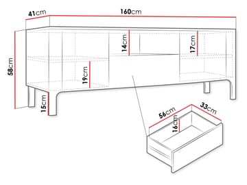Aggarwal Gulvstående Tv-bord 160 cm med Opbevaring i Mørkt Træ - Beige - Møbler - TV borde & mediemøbler - TV-borde