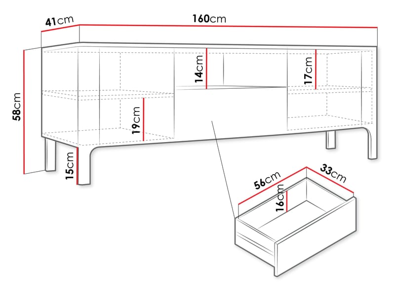 Aggarwal Gulvstående Tv-bord 160 cm med Opbevaring i Mørkt Træ - Beige - Møbler - TV borde & mediemøbler - TV-borde