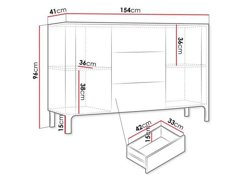 Aggarwal Skænk 154 cm - Opbevaring - Opbevaringsmøbler - Skænke & sideboards