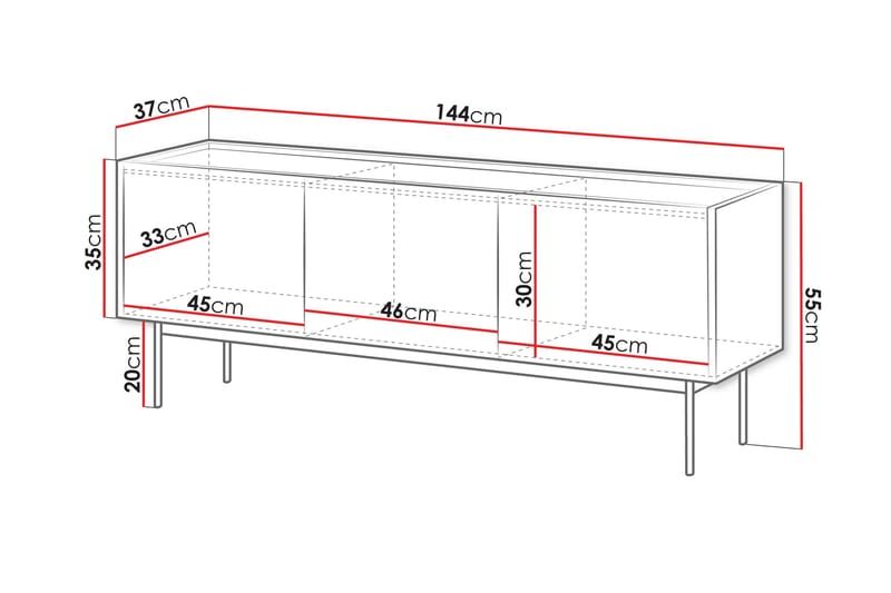 Akansh TV-bænk 144 cm - Beige - Møbler - TV borde & mediemøbler - TV-borde