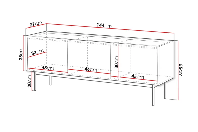 Akansh TV-bænk 144 cm - Beige - Møbler - TV borde & mediemøbler - TV-borde