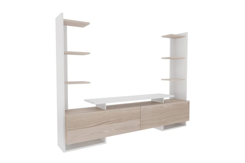 Akdere TV-bænk 183.6 cm - Mellemfarvet træ/Hvid - Møbler - TV borde & mediemøbler - TV-borde