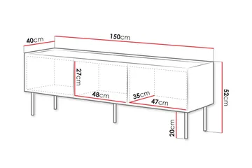 Akie TV-bænk 150 cm - Beige - Møbler - TV borde & mediemøbler - TV-borde