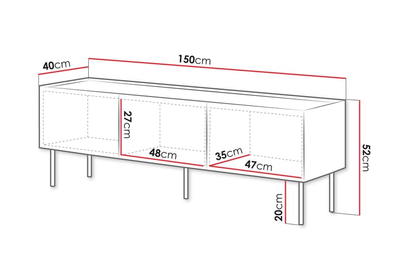 Akie TV-bænk 150 cm - Beige - Møbler - TV borde & mediemøbler - TV-borde