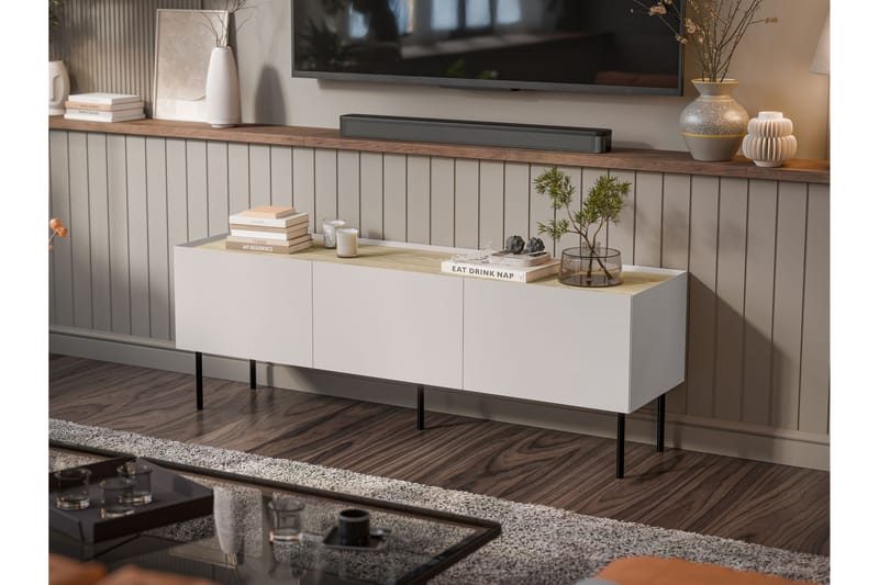 Akie TV-bænk 150 cm - Beige - Møbler - TV borde & mediemøbler - TV-borde