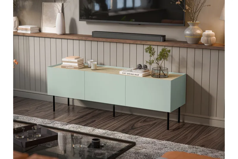 Akie TV-bænk 150 cm - Grøn - Møbler - TV borde & mediemøbler - TV-borde