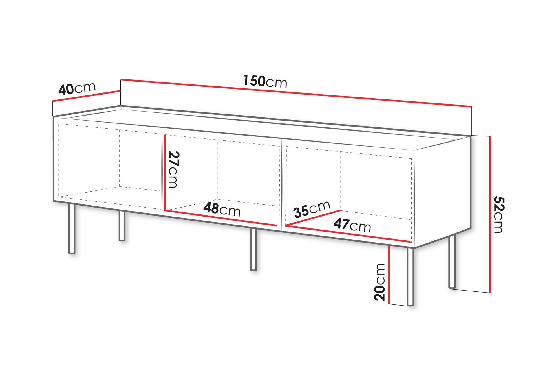 Akie TV-bænk 150 cm - Grøn - Møbler - TV borde & mediemøbler - TV-borde