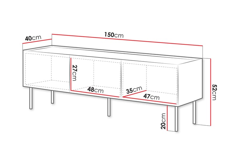 Akie TV-bænk 150 cm - Grøn - Møbler - TV borde & mediemøbler - TV-borde