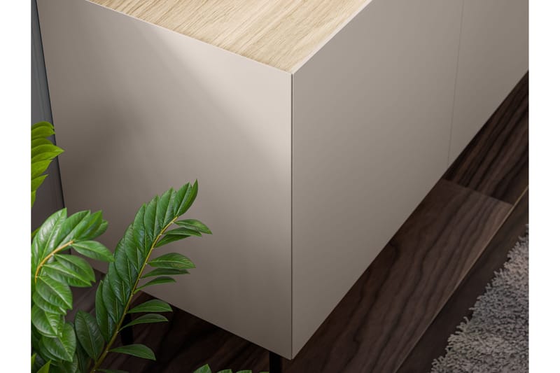 Akie TV-bænk 200 cm - Beige - Møbler - TV borde & mediemøbler - TV-borde