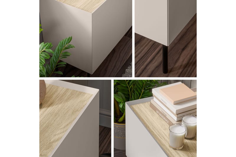 Akie TV-bænk 200 cm - Beige - Møbler - TV borde & mediemøbler - TV-borde