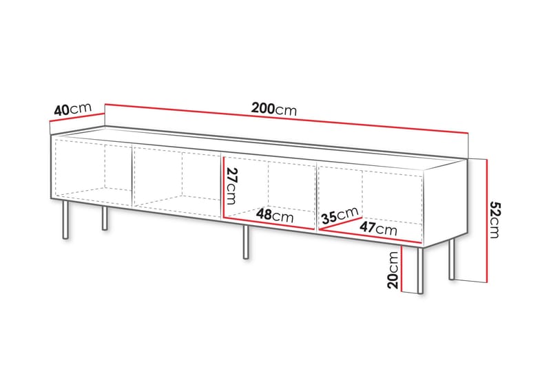 Akie TV-bænk 200 cm - Beige - Møbler - TV borde & mediemøbler - TV-borde