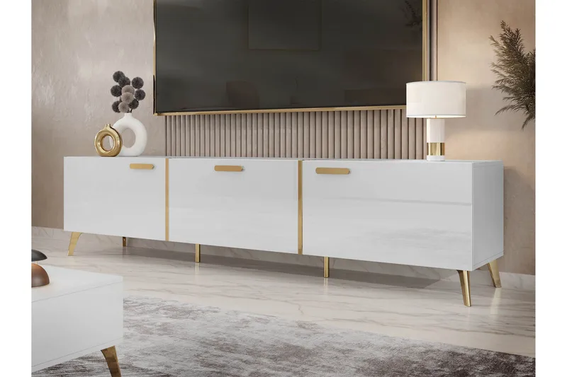 Akihiko TV-bænk 204 cm - Hvid - Møbler - TV borde & mediemøbler - TV-borde