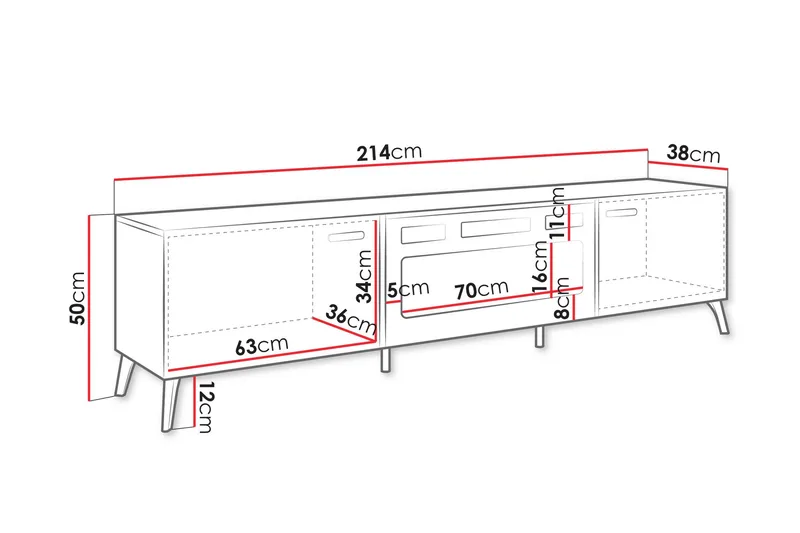 Akihiko TV-bænk 214 cm - Hvid - Møbler - TV borde & mediemøbler - TV-borde