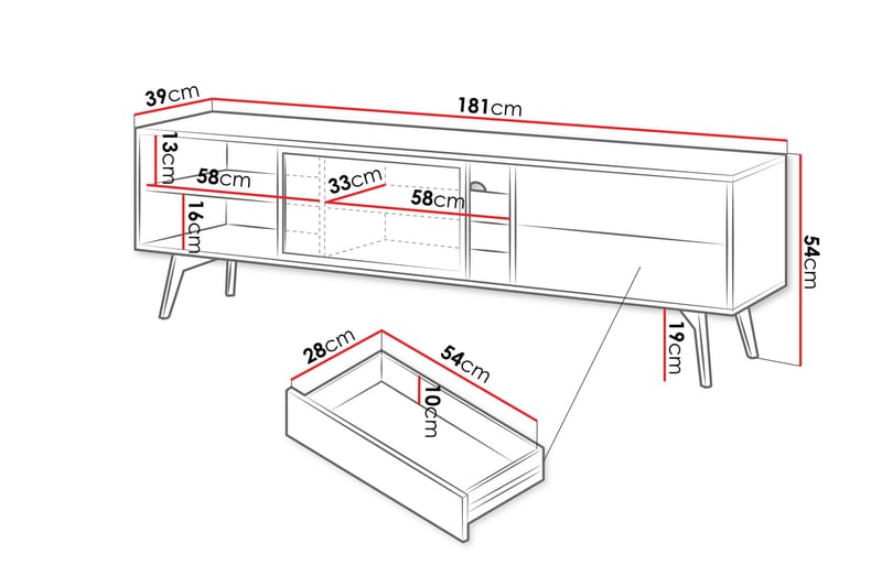 Akihiro TV-bænk 181 cm - Brun - Møbler - TV borde & mediemøbler - TV-borde