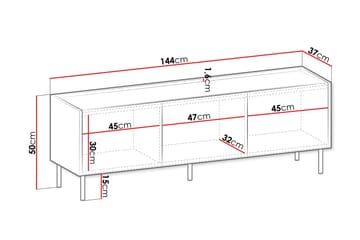 Akihito TV-bænk 144 cm - Brun - Møbler - TV borde & mediemøbler - TV-borde