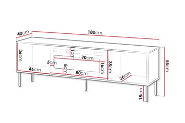 Akiko Gulvstående Tv-bord 180 cm med Opbevaring i Malet Træ - Greige - Møbler - TV borde & mediemøbler - TV-borde