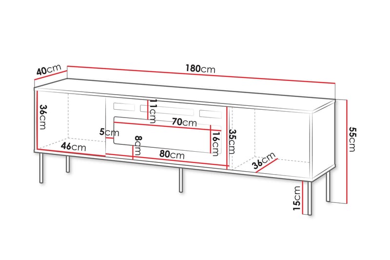 Akiko TV-bænk 180 cm - Grøn - Møbler - TV borde & mediemøbler - TV-borde