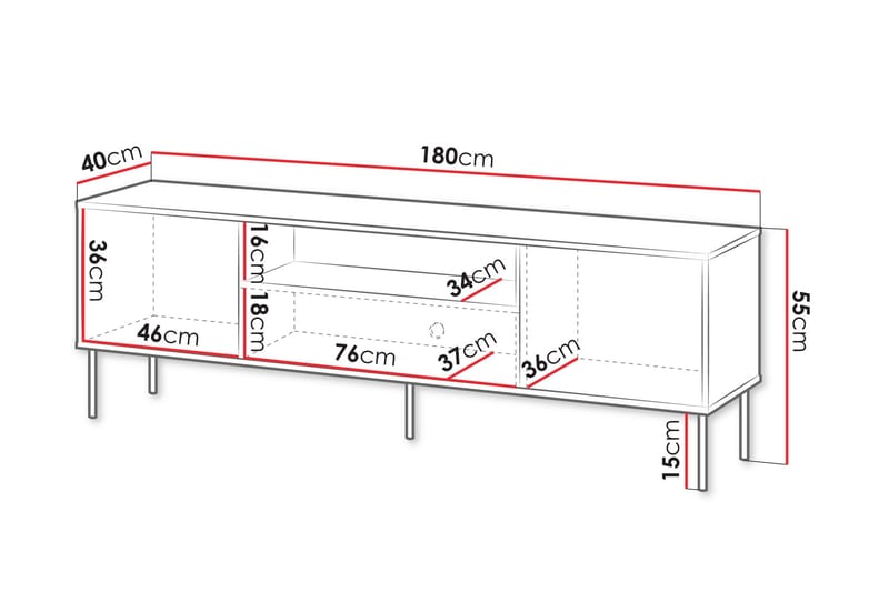 Akiko TV-bænk 180 cm - Grøn - Møbler - TV borde & mediemøbler - TV-borde