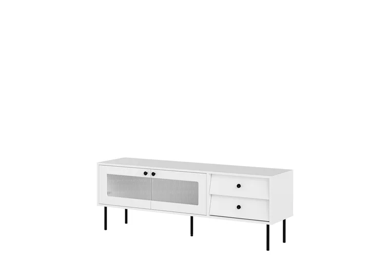 Akilesh Fritstående Tv-bord 150 cm med Opbevaring i Malet Træ, Hvid