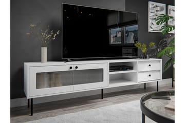 Akilesh Gulvstående TV-bænk 200 cm med Opbevaring i Malet Træ - Hvid - Møbler - TV borde & mediemøbler - TV-borde