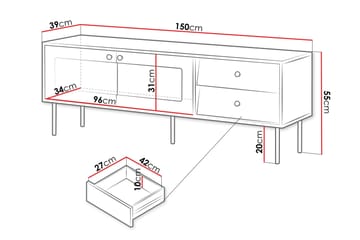 Akilesh TV-bænk 150 cm - Hvid - Møbler - TV borde & mediemøbler - TV-borde