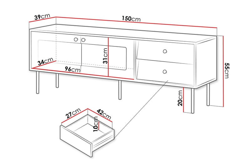 Akilesh TV-bænk 150 cm - Hvid - Møbler - TV borde & mediemøbler - TV-borde