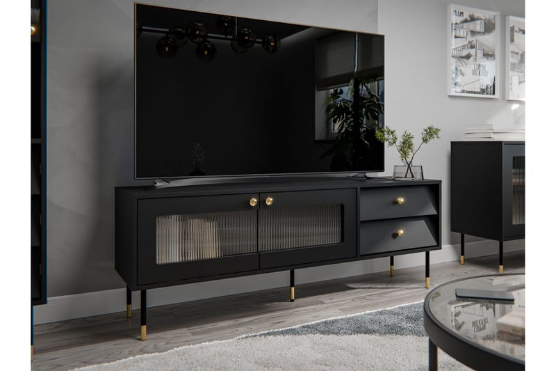 Akilesh TV-bænk 150 cm - Sort - Møbler - TV borde & mediemøbler - TV-borde