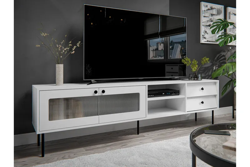 Akilesh TV-bænk 200 cm - Hvid - Møbler - TV borde & mediemøbler - TV-borde