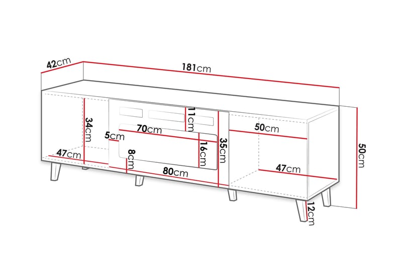 Akimasa TV-bænk 181 cm - Natur - Møbler - TV borde & mediemøbler - TV-borde