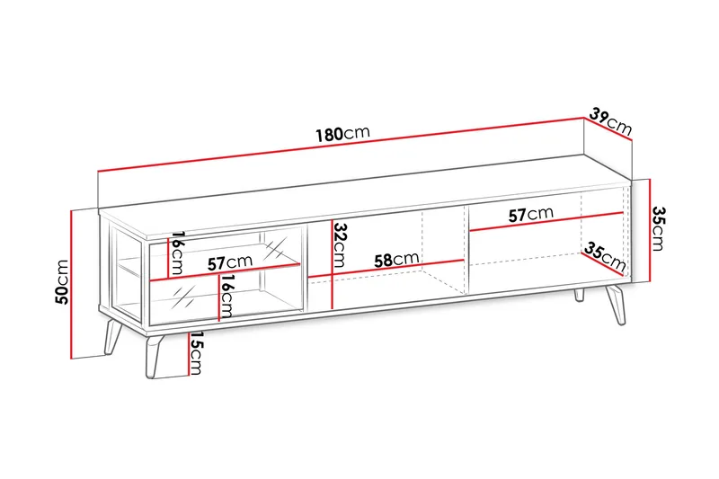 Akinari TV-bænk 180 cm - Brun / Beige - Møbler - TV borde & mediemøbler - TV-borde
